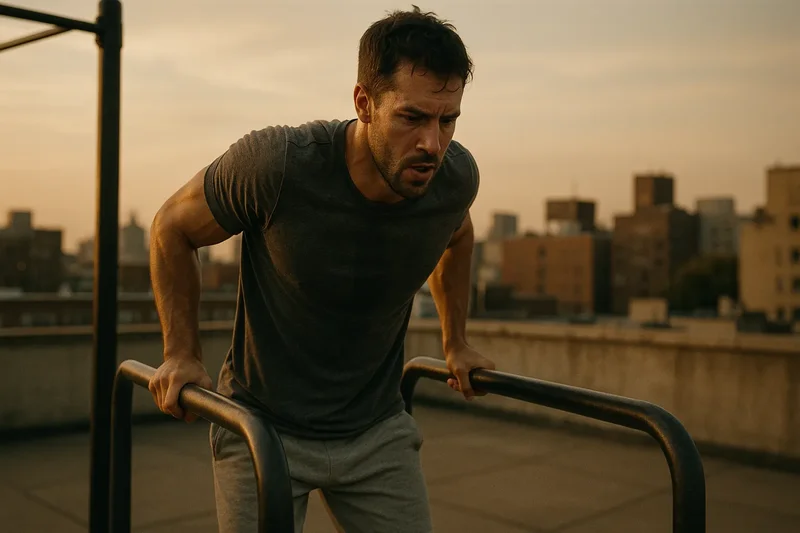Hombre entrenando en barra